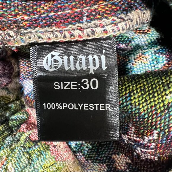 Vintage Guapi Floral Tapestry Mid Rise Frayed Edge Cargo Trouser Pants Size 30 - Picture 10 of 16